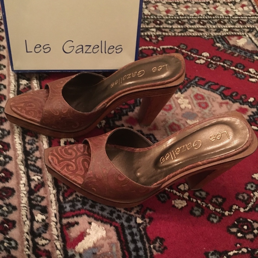 Brown Leather Les Gazelles Heels (Size 6)